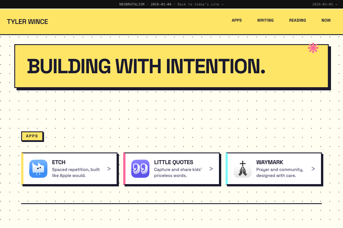 Screenshot of the NEUBRUTALISM design