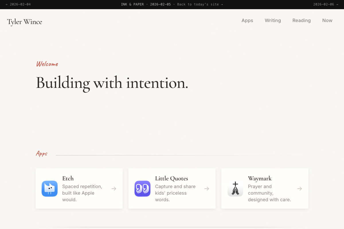 Screenshot of the INK & PAPER design