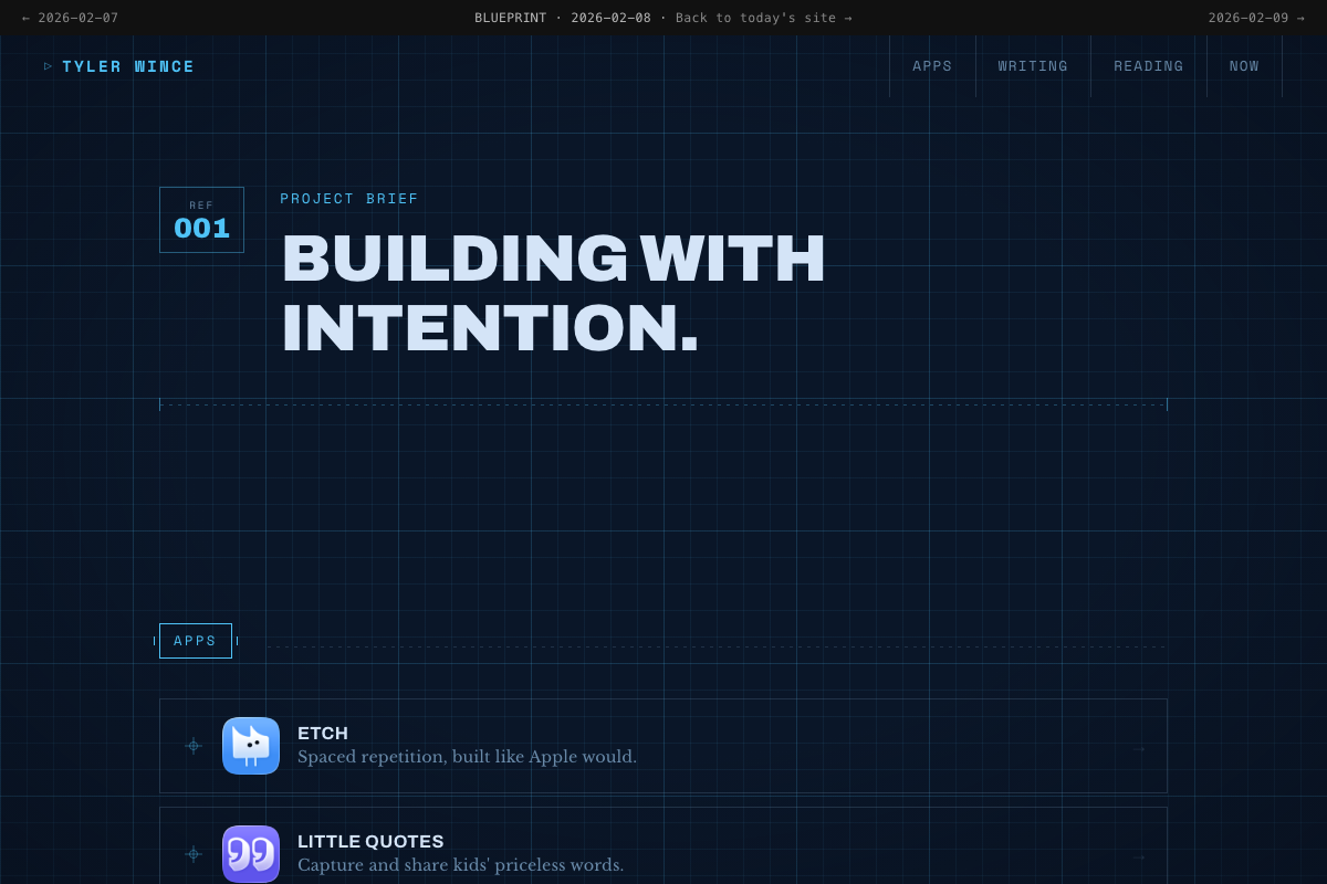 Screenshot of the BLUEPRINT design