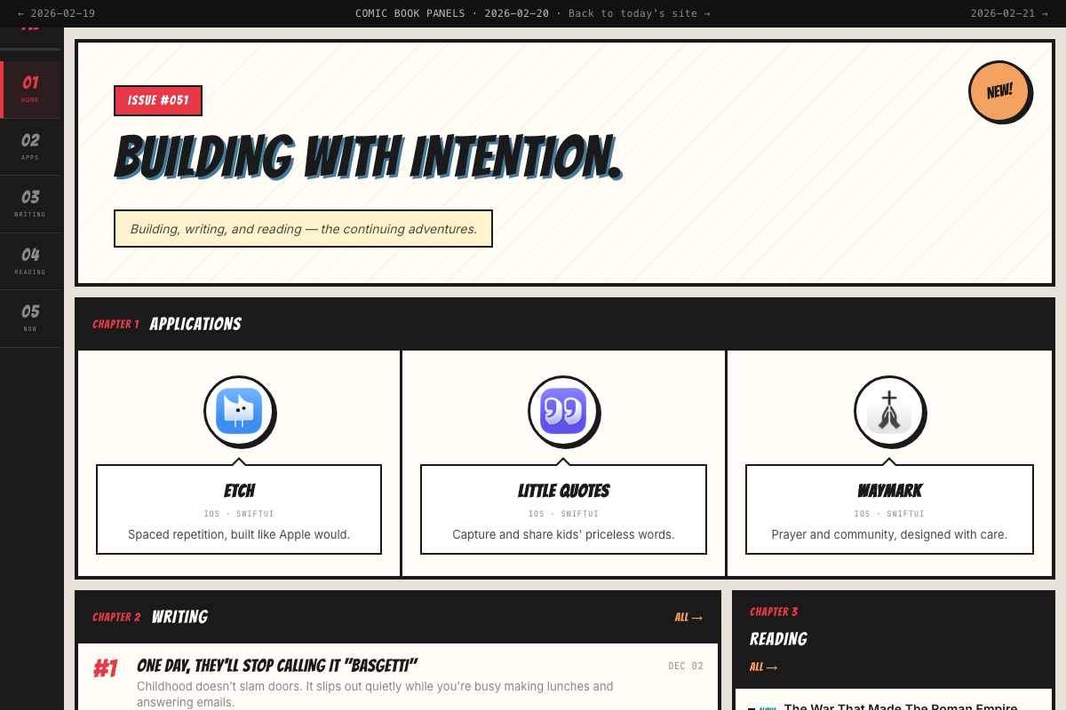 Screenshot of the COMIC BOOK PANELS design