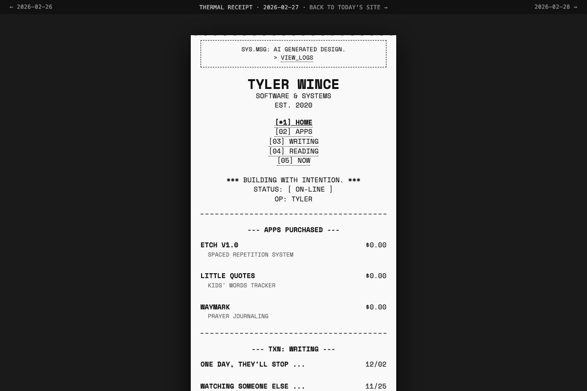 Screenshot of the THERMAL RECEIPT design