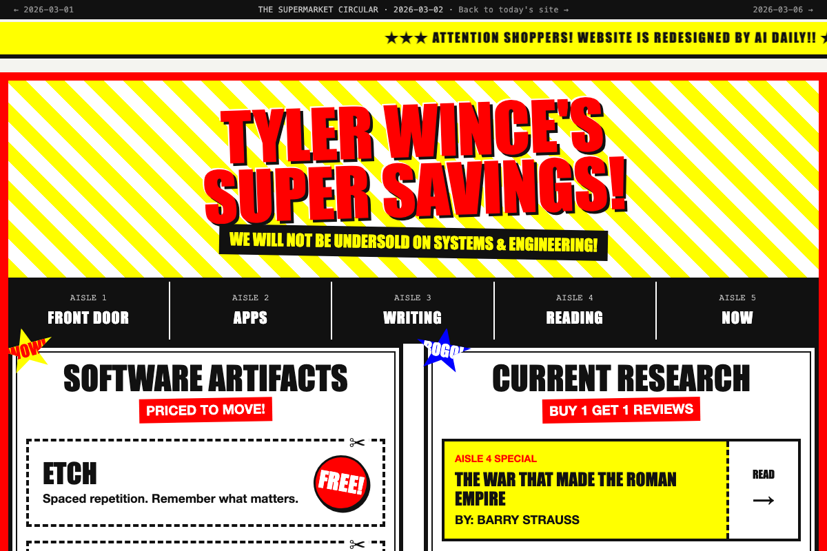 Screenshot of the THE SUPERMARKET CIRCULAR design