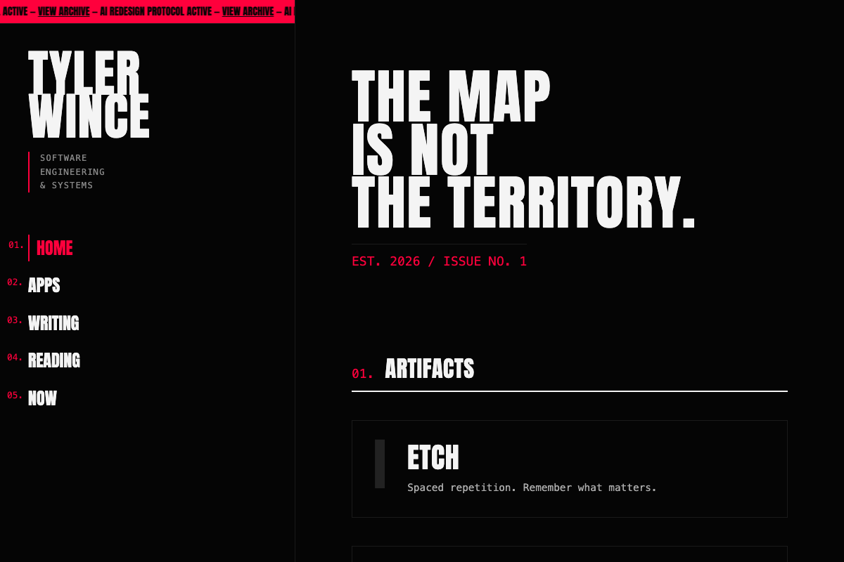 Screenshot of the THE AVANT-GARDE EDITORIAL design