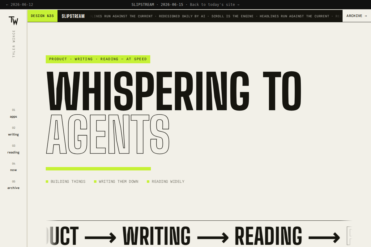 Screenshot of the SLIPSTREAM design