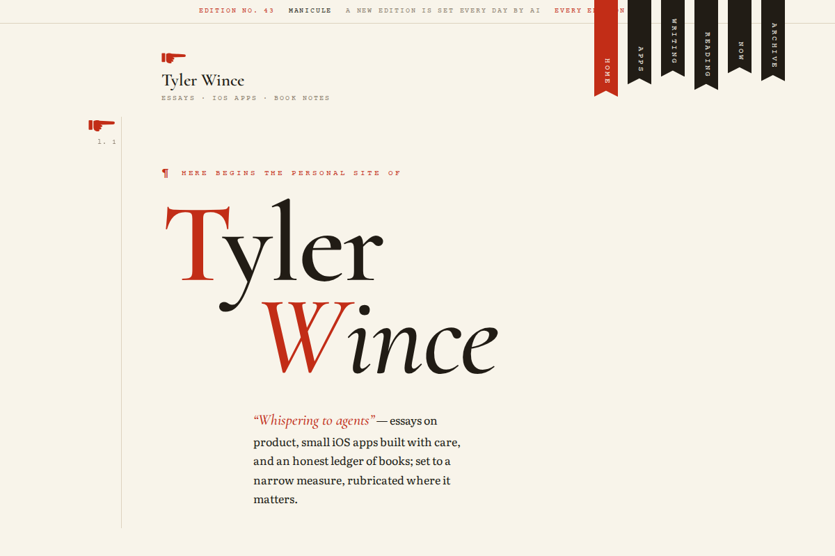 Screenshot of the MANICULE design
