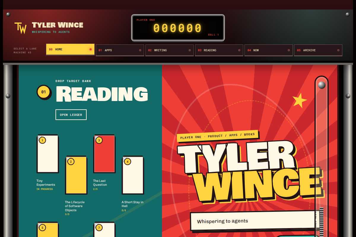 Screenshot of the THE PINBALL AUTHOR design